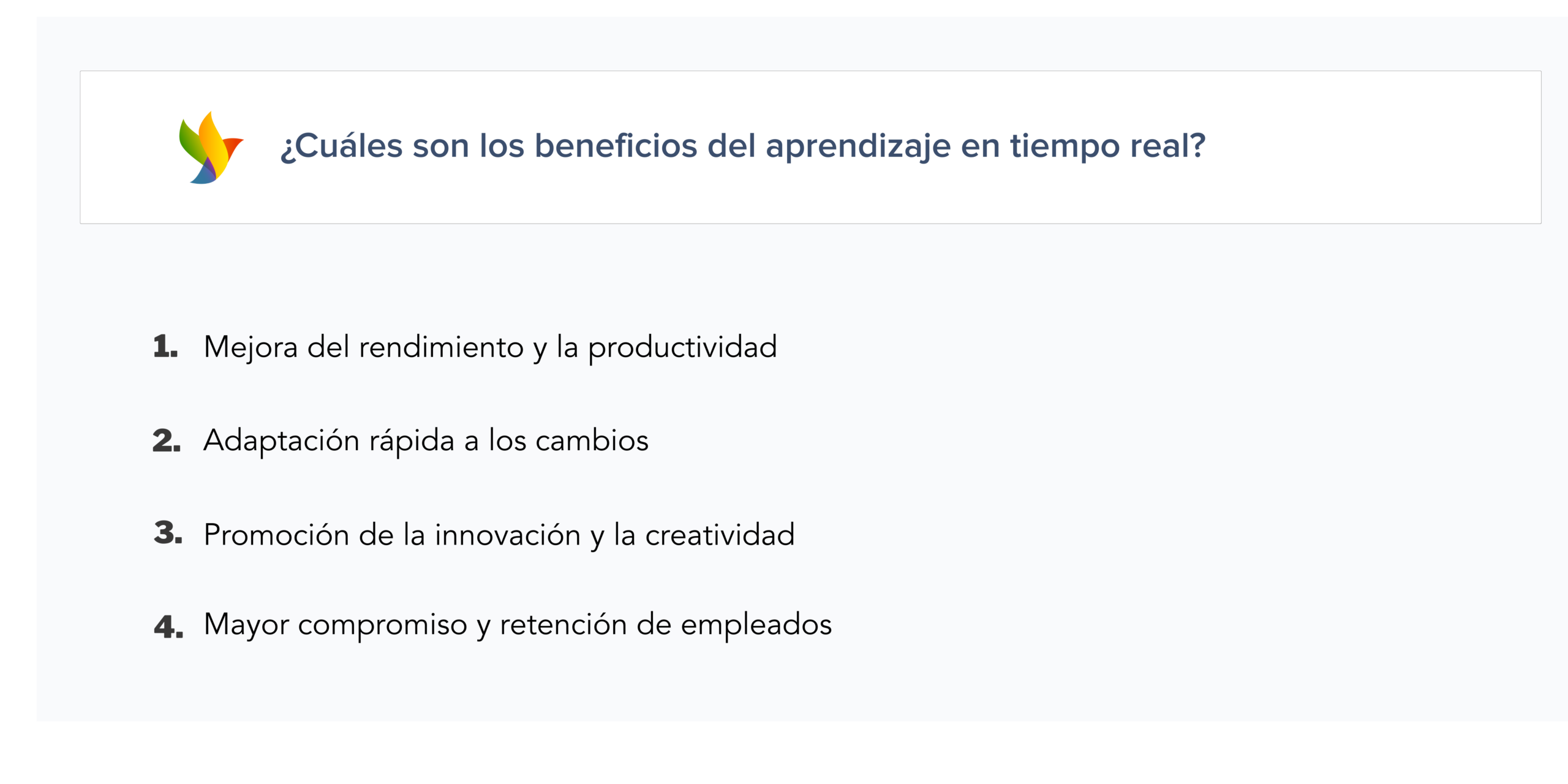 Punteo de los beneficios del aprendizaje en tiempo real