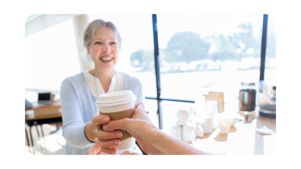 Perspectiva del cliente en una cafetería