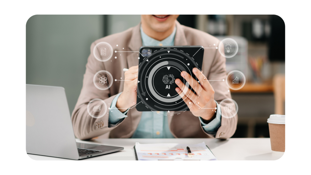 Persona revisando datos gracias a el uso de la IA en tu empresa.